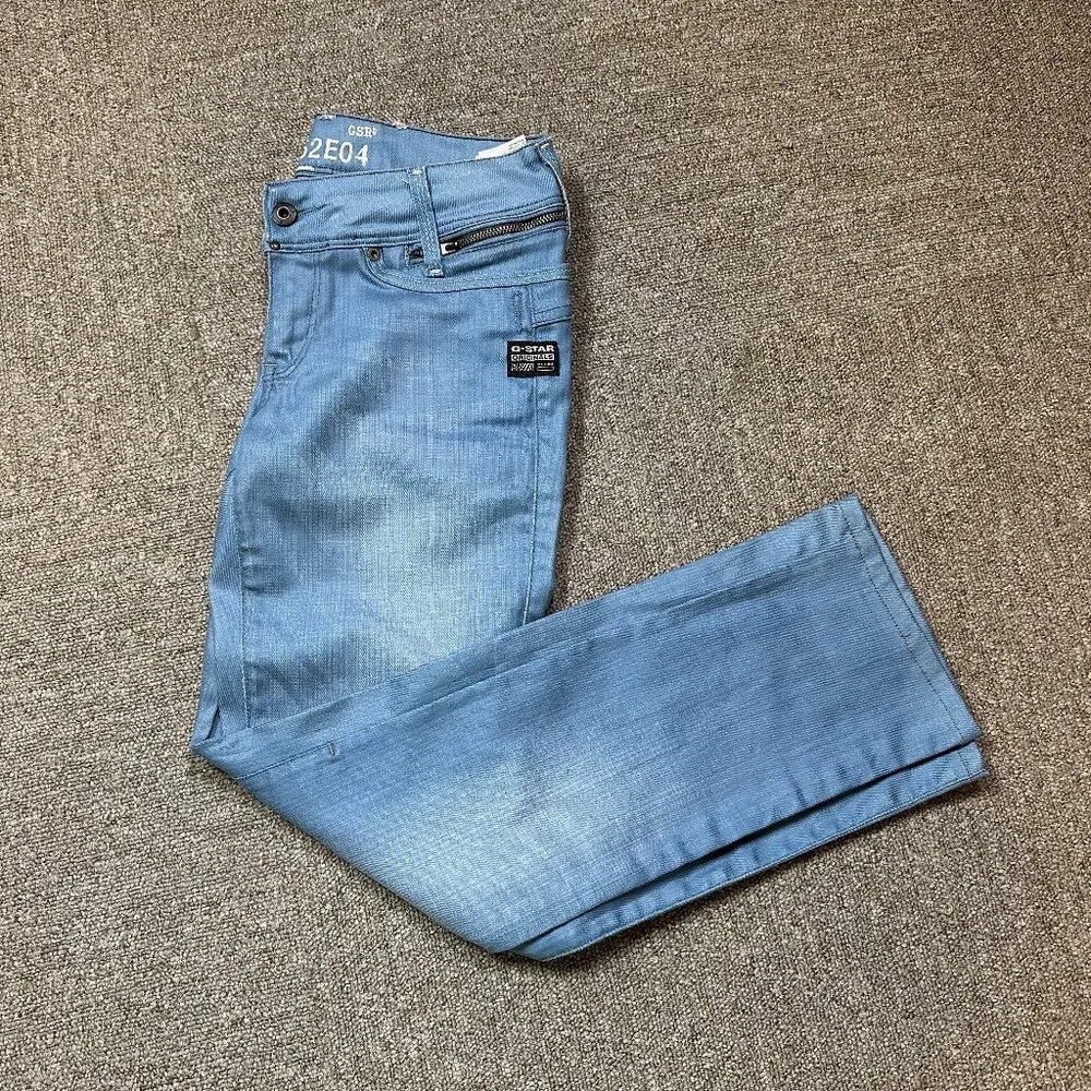 G-STAR RAW Jeans Berlin Straight Light Blue Embellished Denim Women Size 27